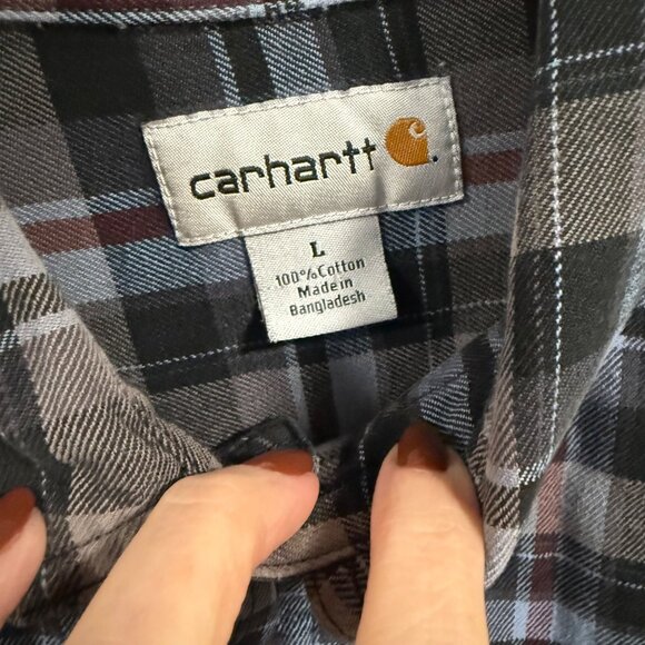 Carhartt Trumbull Long Sleeve Plaid Flannel Button Down Shirt Men's Size L - Picture 2 of 7